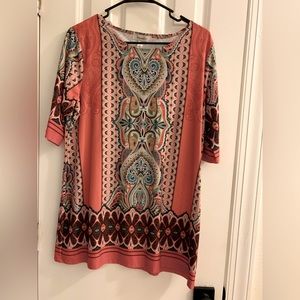 Orange multi pattern blouse
